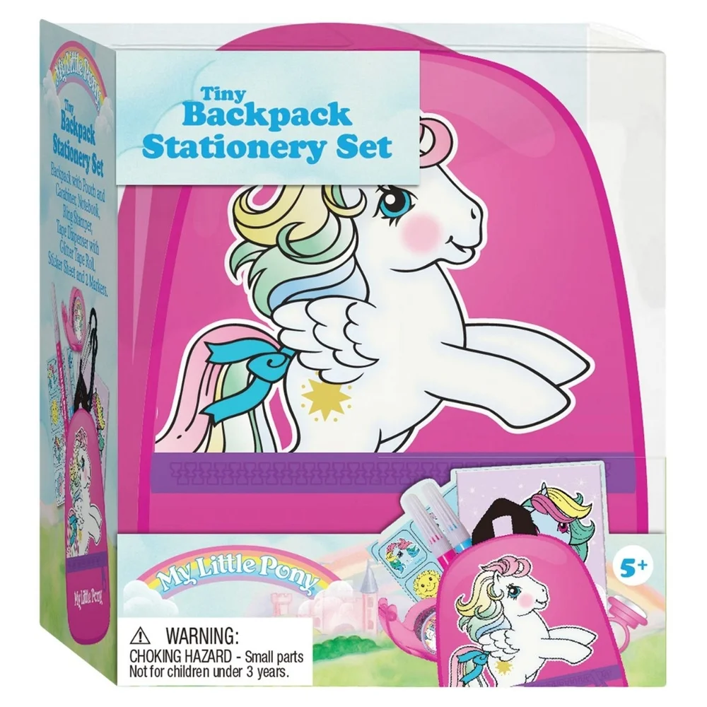 NEW Tiny Backpack Stationery Set My Little Pony Mini Notebook Glitter Tape Stamp - Picture 1 of 4